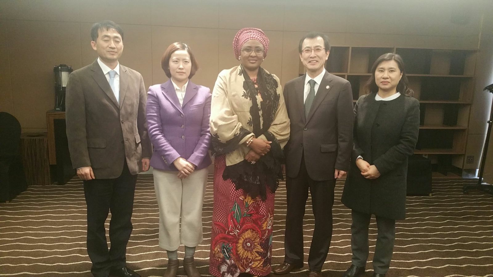 Wife of the President, Hajiya Aisha Muhammadu Buhari in a group photograph with the Vice President and the management staff of Korean International Cooperation Agency (KOICA) in Seoul, South Korea During her visit to the agency.