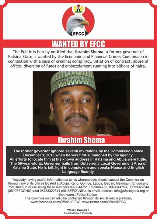 N18bn fraud: EFCC declares ex-Gov Shema wanted