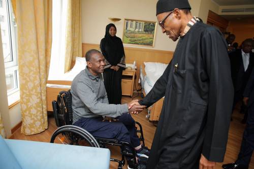 Buhari ends engagements in Germany, visits hospitalised Nigerian soldier