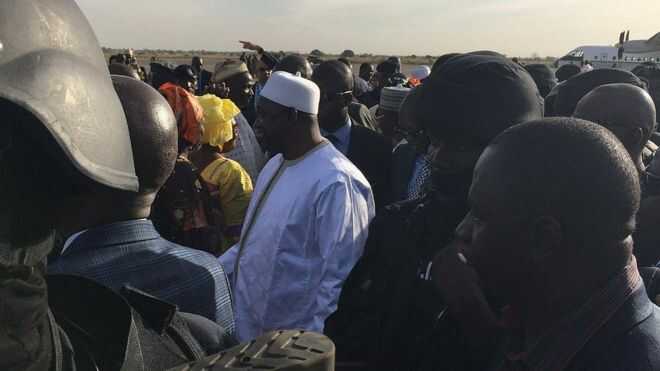 Gambia’s new President Adama Barrow arrives home
