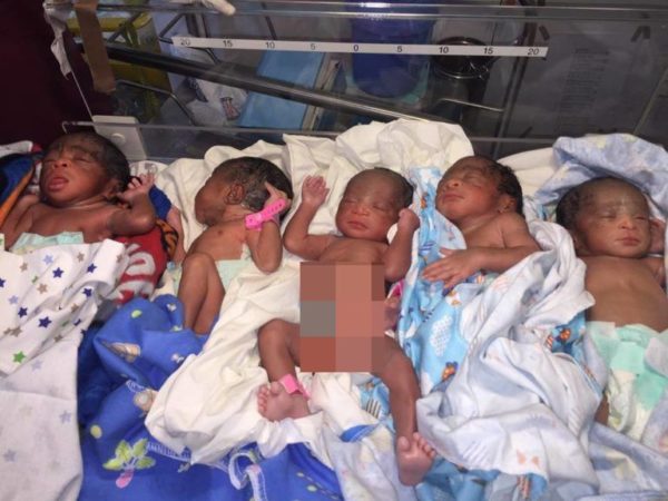Doctor’s wife gives birth to quintuplets after 10 years of marriage