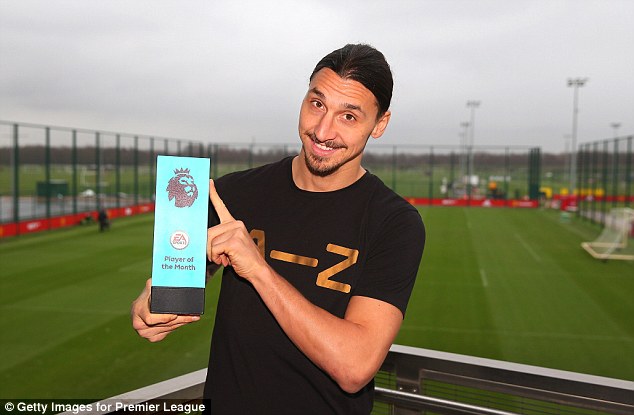 Manchester United star Zlatan Ibrahimovic all smiles after winning the Premier League’s best player award for December