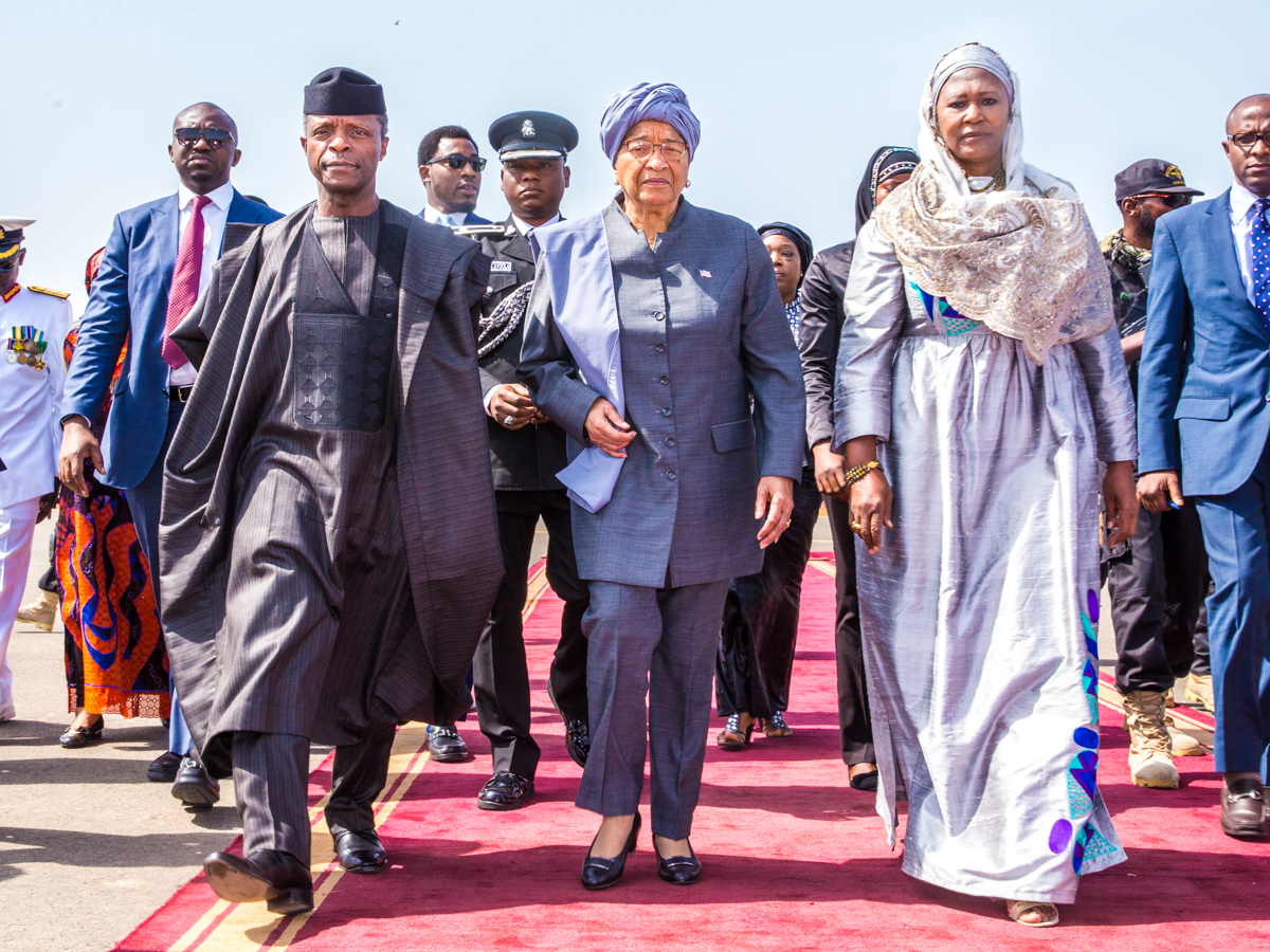 Acting President Yemi Osinbajo at the swearing-in ceremony of the new President of The Gambia, Mr. Adama Barrow at the Independence Stadium in Banjul.