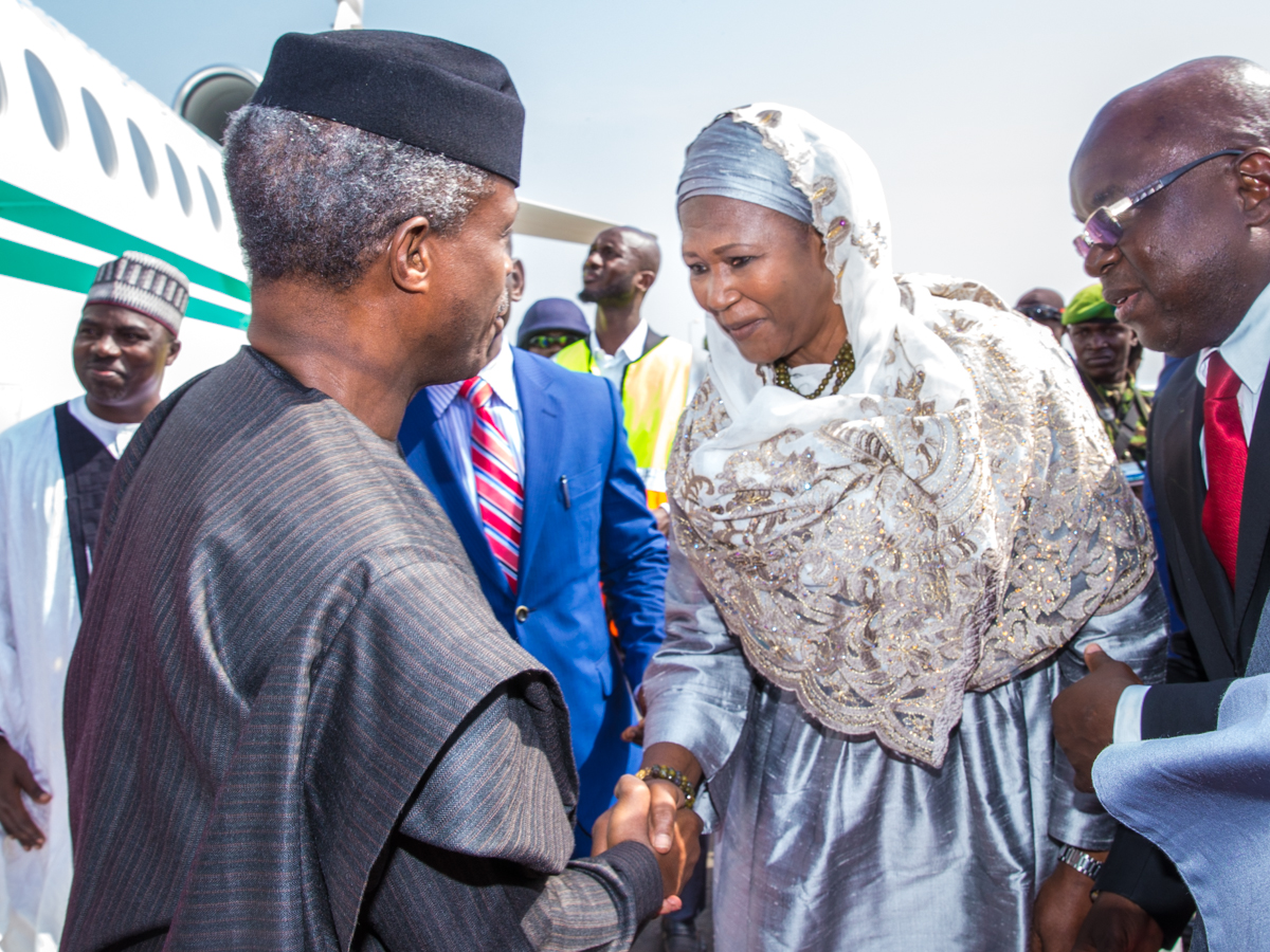 Acting President Yemi Osinbajo at the swearing-in ceremony of the new President of The Gambia, Mr. Adama Barrow at the Independence Stadium in Banjul.