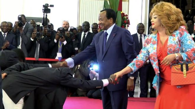 #Bidoungchallenge: Cameroon footballers bow to president