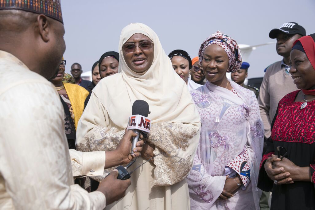 Aisha Buhari returns to Nigeria, commends Nigerians for their support