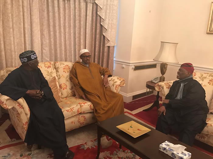 Tinubu, Akande visit Buhari in London