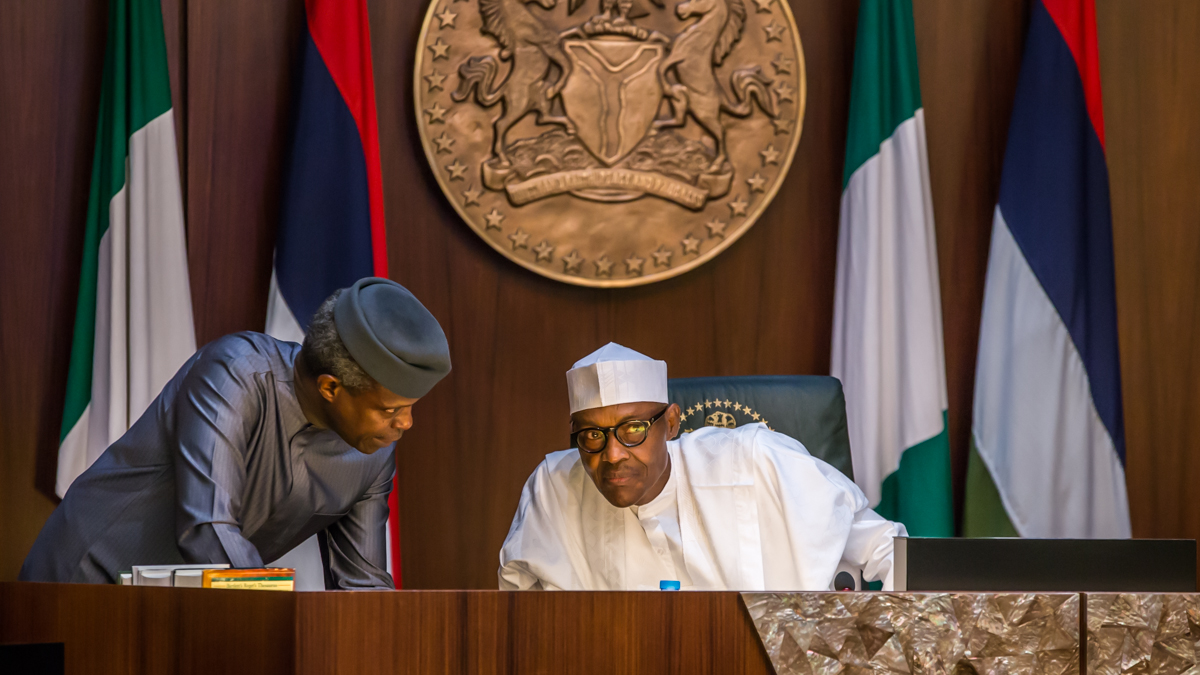 President Muhammadu Buhari and Vice President Yemi Osinbajo during the Federal Executive Council (FEC) meeting at the Presidential Villa in Abuja on Wednesday, March 22, 2017