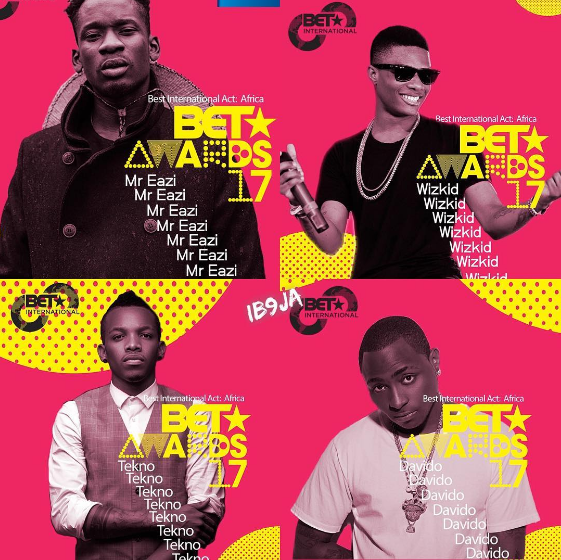 Davido, Wizkid, Tekno nominated for BET awards