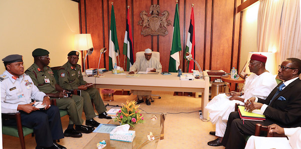 Its your duty to keep Nigeria one, Buhari tells security chiefs