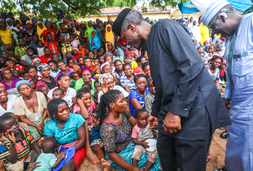 Vice President Yemi Osinbajonvisits Awe, Kyetor and Agyaragu IDPs camps in Nasarawa state on Wednesday, May 23, 2018, where he interacted with men, women and children. He was accompanied by the Governor Umaru Tanko Al-Makura of Nasarawa state, Senator Abdullahi Adamu and other top government officials