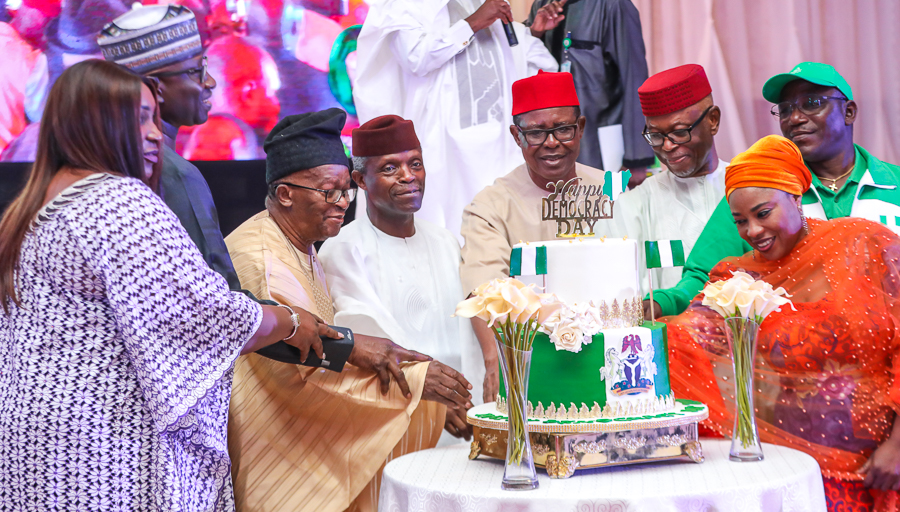 Vice President Yemi Osinbajo attends Democracy Day Dinner/Gala Night in commemoration of the 3-year anniversary of the President Muhammadu Buhari-led administration at the State House Conference Centre, Presidencial Villa, Abuja. Photos: State House
