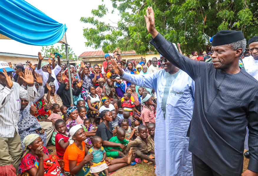 Vice President Yemi Osinbajonvisits Awe, Kyetor and Agyaragu IDPs camps in Nasarawa state on Wednesday, May 23, 2018, where he interacted with men, women and children. He was accompanied by the Governor Umaru Tanko Al-Makura of Nasarawa state, Senator Abdullahi Adamu and other top government officials