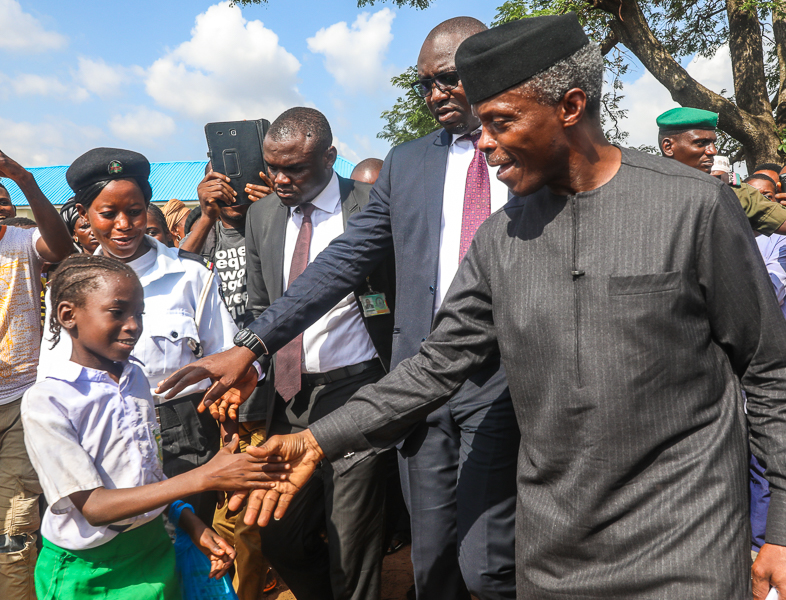 Vice President Yemi Osinbajonvisits Awe, Kyetor and Agyaragu IDPs camps in Nasarawa state on Wednesday, May 23, 2018, where he interacted with men, women and children. He was accompanied by the Governor Umaru Tanko Al-Makura of Nasarawa state, Senator Abdullahi Adamu and other top government officials