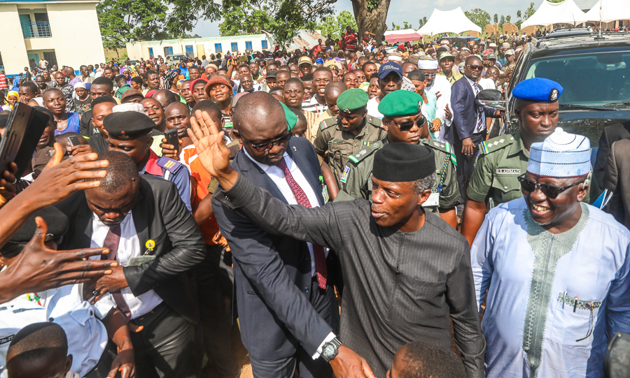 Vice President Yemi Osinbajonvisits Awe, Kyetor and Agyaragu IDPs camps in Nasarawa state on Wednesday, May 23, 2018, where he interacted with men, women and children. He was accompanied by the Governor Umaru Tanko Al-Makura of Nasarawa state, Senator Abdullahi Adamu and other top government officials