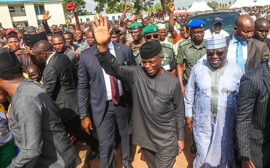 Vice President Yemi Osinbajonvisits Awe, Kyetor and Agyaragu IDPs camps in Nasarawa state on Wednesday, May 23, 2018, where he interacted with men, women and children. He was accompanied by the Governor Umaru Tanko Al-Makura of Nasarawa state, Senator Abdullahi Adamu and other top government officials