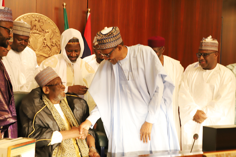 President Muhammadu Buhari Receives Leader Of Grand Khalifa Of Tijjaniya At The State House Abuja, June 20, 2018. Photo: State House