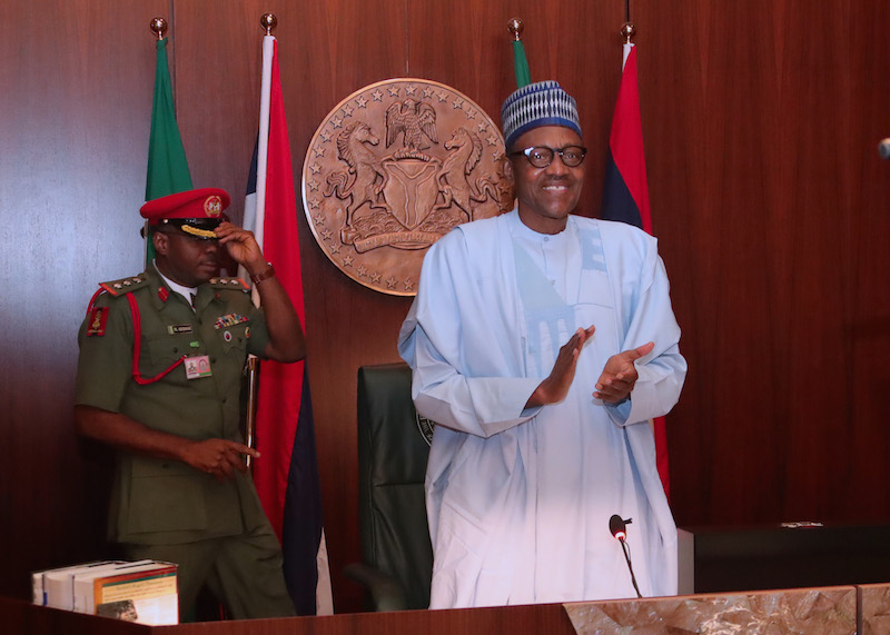 President Muhammadu Buhari, Vice President Yemi Osinbajo and ministers bid Minister of Mines and Steel Development, Dr. Kayode Fayemi, farewell at the valedictory session before the commencement of the weekly Federal Executive Council (FEC) meeting at the Presidential Villa in Abuja.