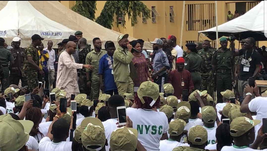 Fellow Corps Members Mob Davido At NYSC Camp