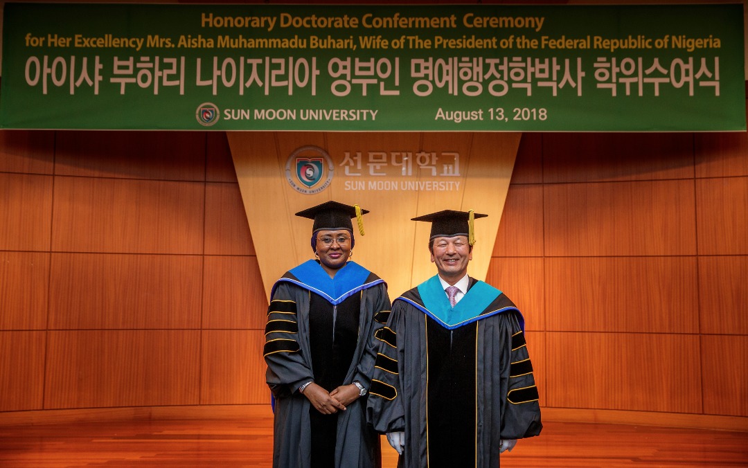 Aisha Buhari bags Sun Moon University’s doctorate degree