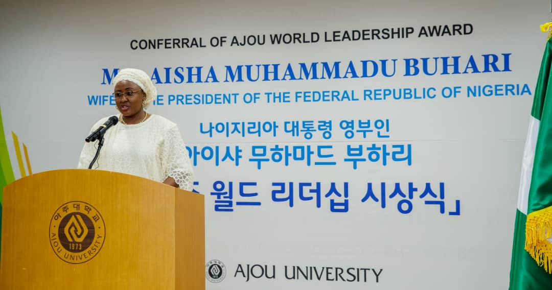 Aisha Buhari receives World Leadership Prize, immortalised