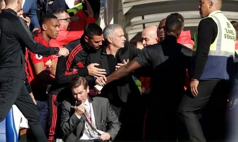 Mourinho in touchline bust-up as Chelsea strike late to earn draw