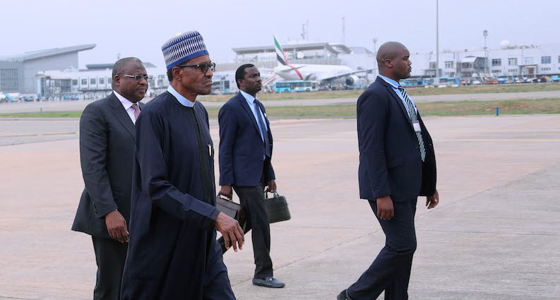 Buhari arrives Abuja, says he’ll wait for INEC’s official results
