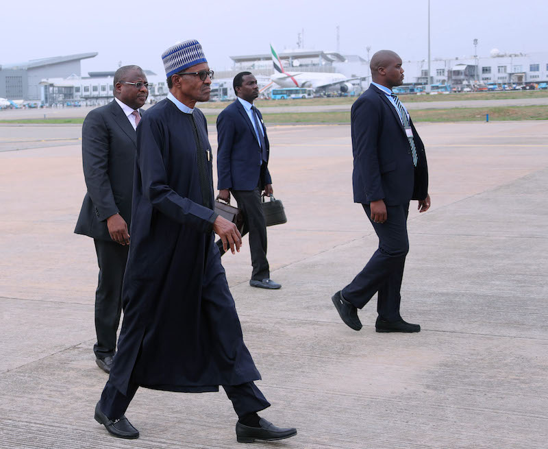 Buhari arrives Abuja, says he’ll wait for INEC’s official results