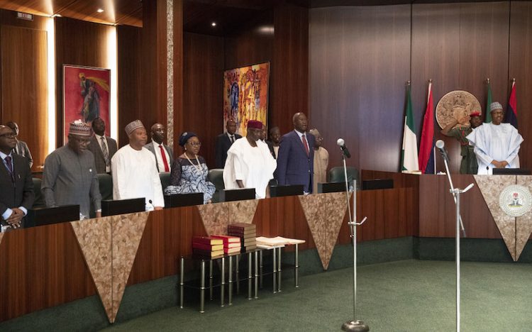 Buhari swears-in new chairman, 29 commissioners of Revenue Mobilisation Commission