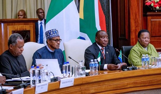 President Buhari meets with President Cyril Ramaphosa of South Africa for a Tete-a-Tete during his Official Visit to South Africa on 3rd Oct 2019