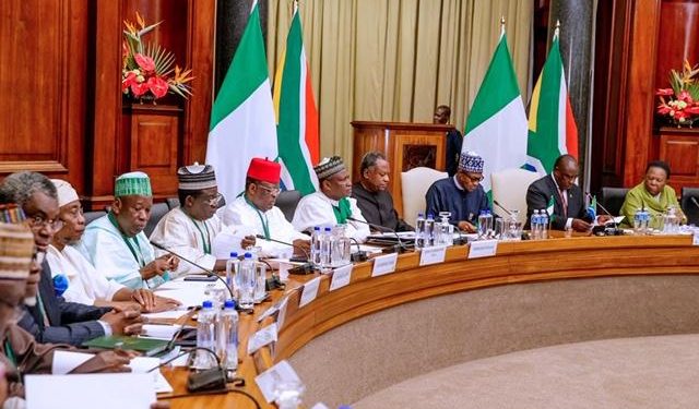 President Buhari meets with President Cyril Ramaphosa of South Africa for a Tete-a-Tete during his Official Visit to South Africa on 3rd Oct 2019