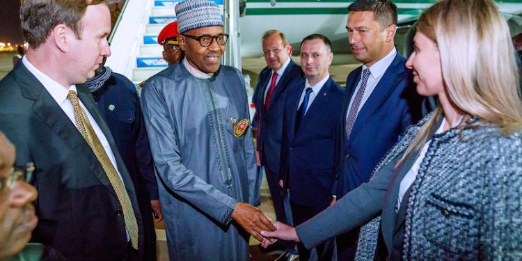 Photos: President Buhari arrives Sochi, Russia for Russia-Africa Economic Forum