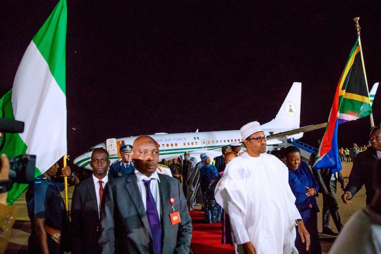 President Buhari arrives South Africa for a 3-day official visit