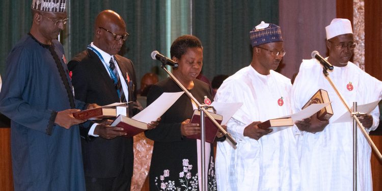 Photo News: President Buhari swears-in new federal Permanent Secretaries. Dec 18 2019