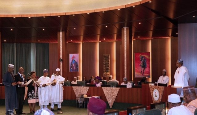 Photo News: President Buhari swears-in new federal Permanent Secretaries. Dec 18 2019