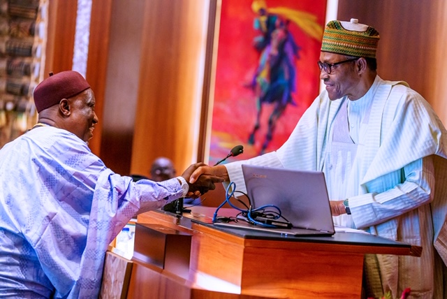 Photos: President Buhari Swears-In National Assembly Service Commission Members in State House on 26th Feb 2020