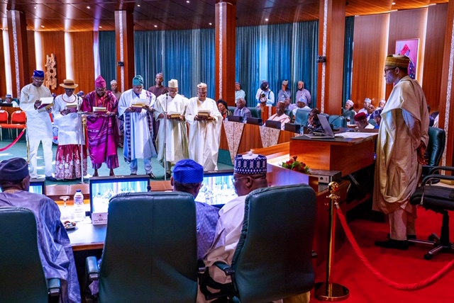 Photos: President Buhari Swears-In National Assembly Service Commission Members in State House on 26th Feb 2020