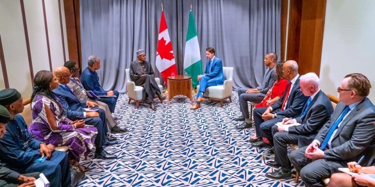 Photos: President Buhari in a Bilateral Meeting with Canadian PM Justin Trudeau, in Addis Ababa