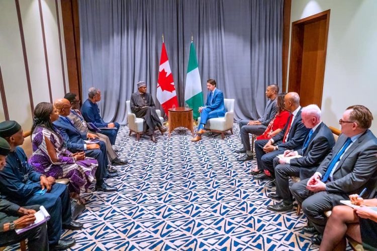 Photos: President Buhari in a Bilateral Meeting with Canadian PM Justin Trudeau, in Addis Ababa