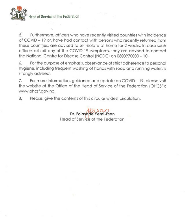 COVID-19 Scare: Federal public servants ordered to stay at home