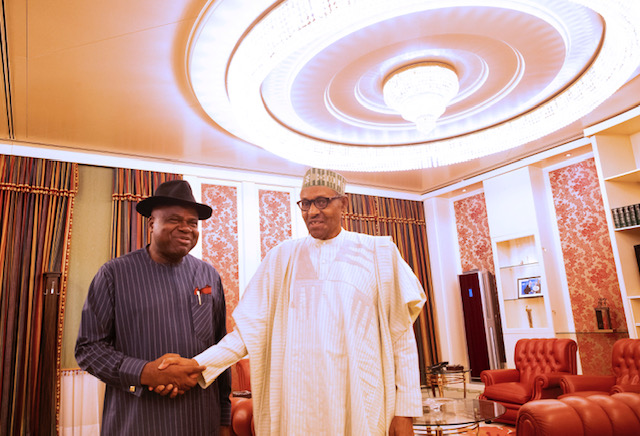 Buhari meets Governor Douye Diri, promises to work for peace in Bayelsa, Niger Delta