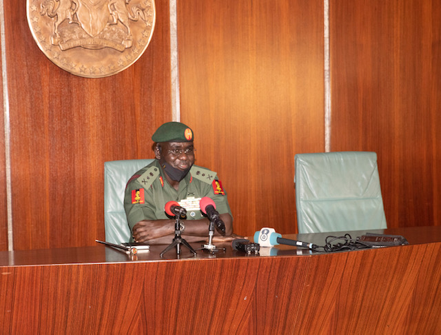 President Buhari receives briefing from Lt-Gen Buratai