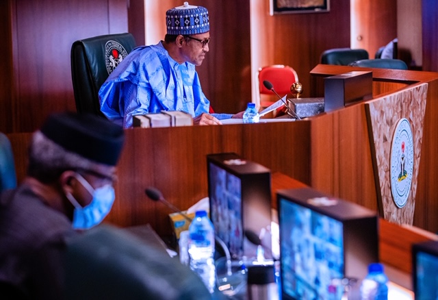 President Buhari presides over a virtual FEC meeting, on Wednesday