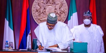 President Buhari signs reviewed 2020 Appropriation Bill, at the State House, on Friday