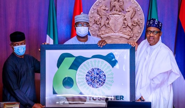 Buhari unveils Nigeria’s 60th Independence anniversary logo