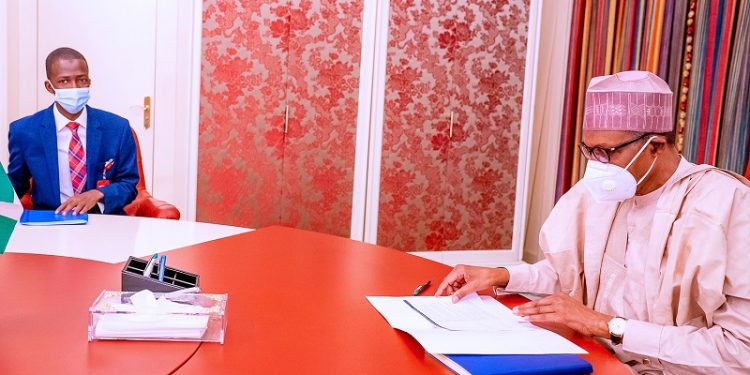 President Buhari receives new EFCC chairman, Bawa