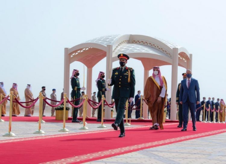 Saudi Arabia’s Crown Prince Mohammed bin Salman receives Iraqi Prime Minister Mustafa Al-Kadhimi in Riyadh