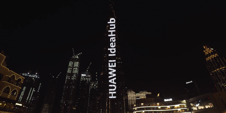 World’s tallest building, Burj Khalifa, lit up by HUAWEI IdeaHub