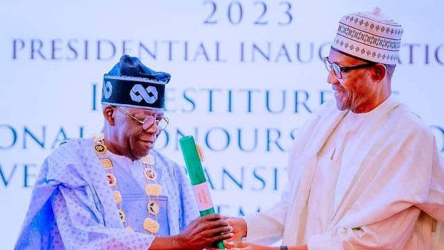 I’ve run a good race, finished my course, says Buhari at investiture of Tinubu, Shettima
