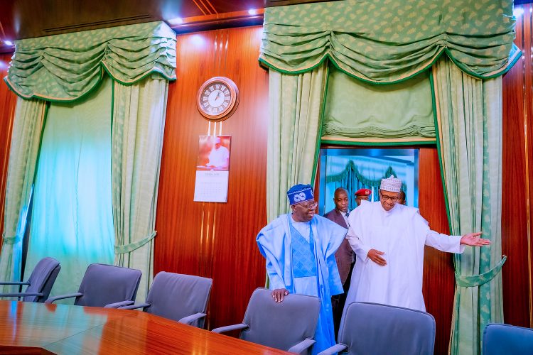 Buhari takes Tinubu on familiarisation tour of Presidential Villa
